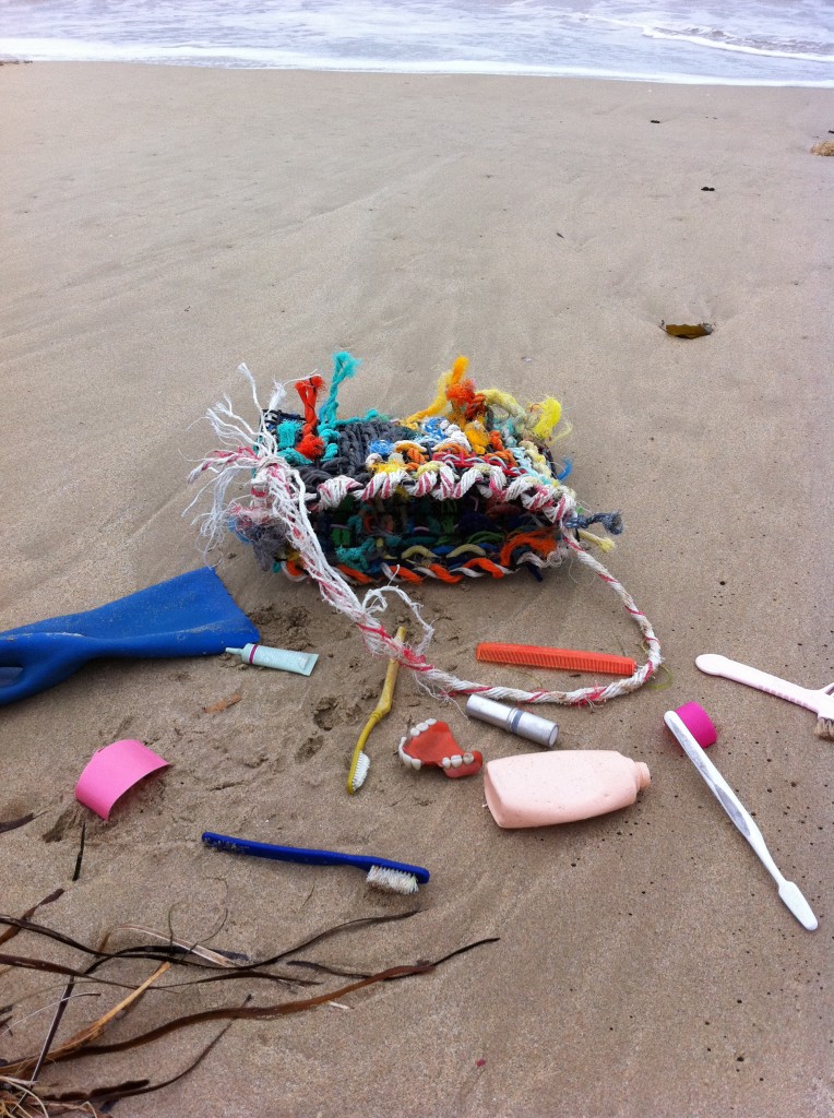 Found plastics and nylon rope on Robe beach, South Australia Found plastics on Robe beach altered by Victoria Osborne and Philip Millar