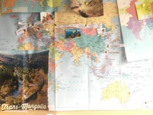 Map of the world showing route across Europe towards NZ