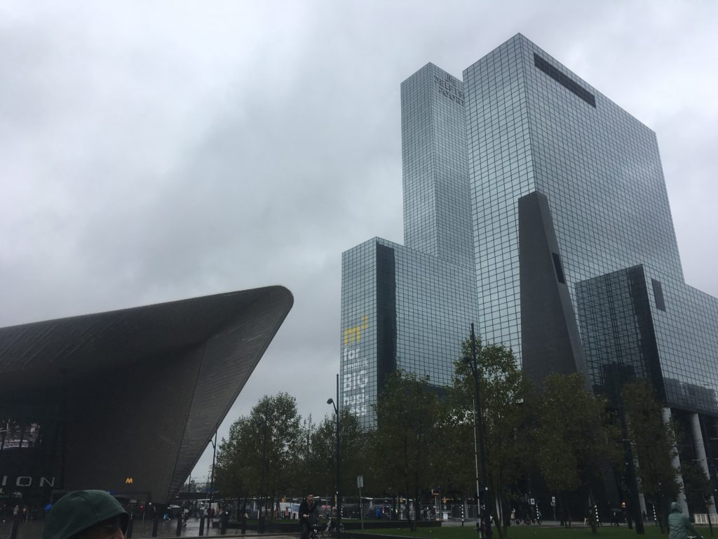 Central Rail Station points at a huge building