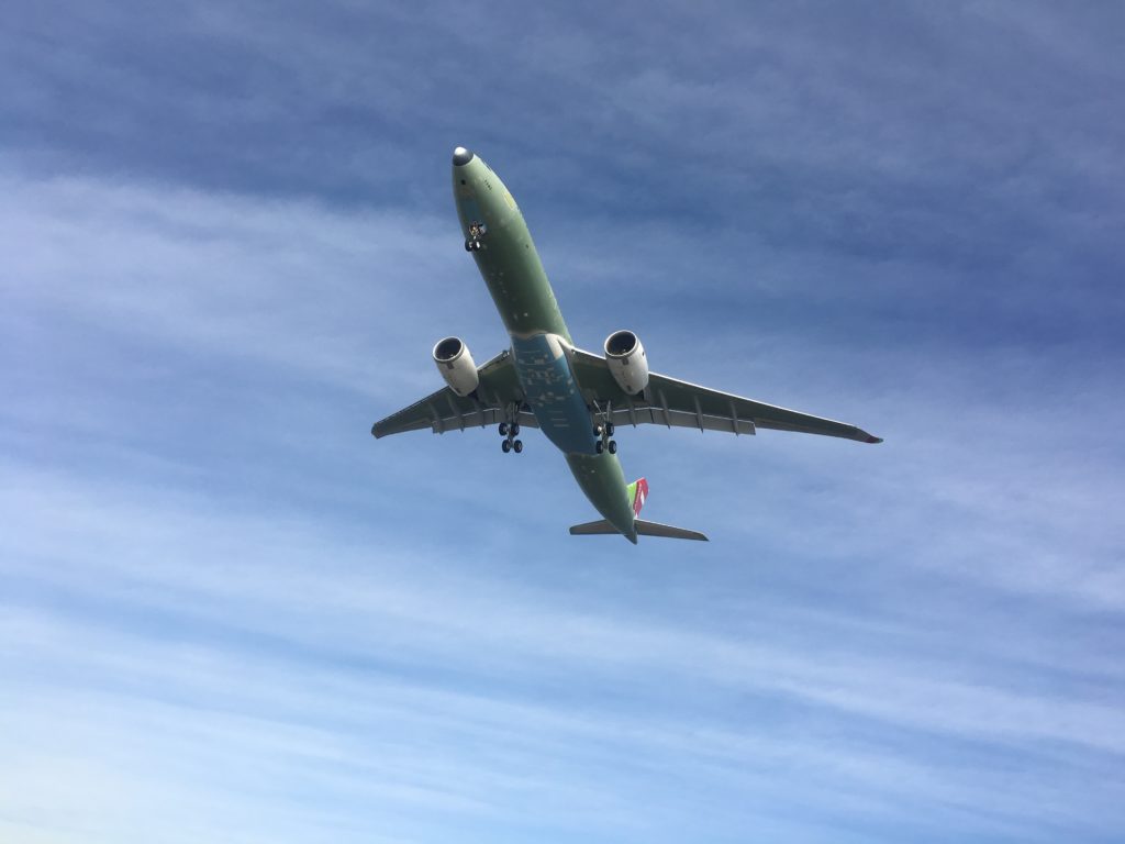 plane over ferry Hamburg