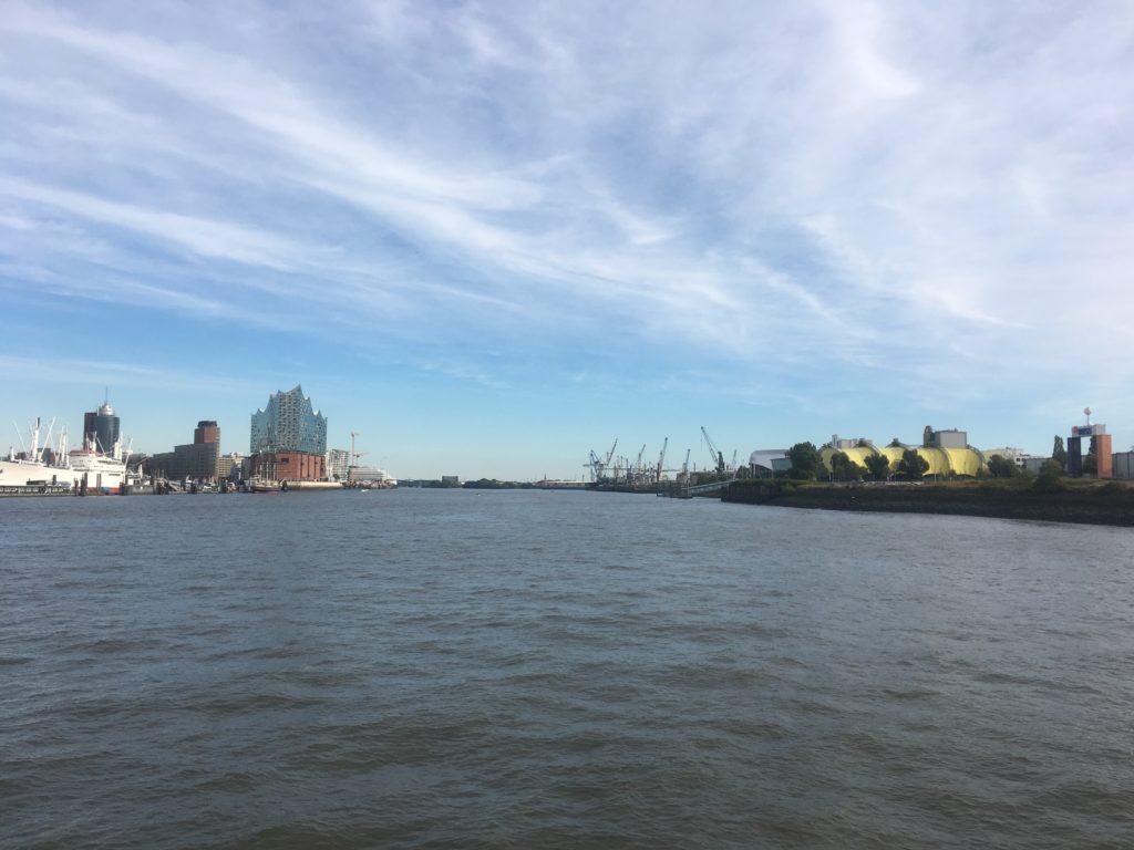 The river Elb crowned by the concert hall