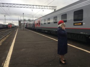 Our compartment manager and her carriage