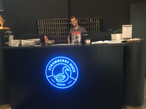 Reception desk at Moscow Strawberry Duck