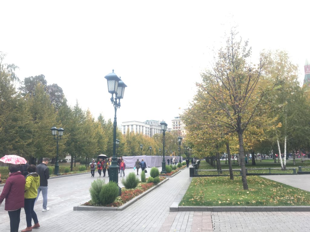 Federal Assembly - the Duma - or Russian Parliament seen through Aleksandrovskly Gardens