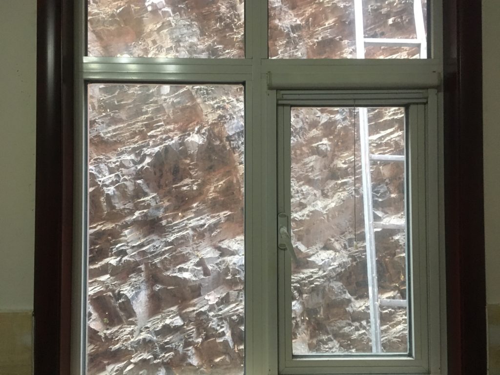 The guest house is set back into the quarry